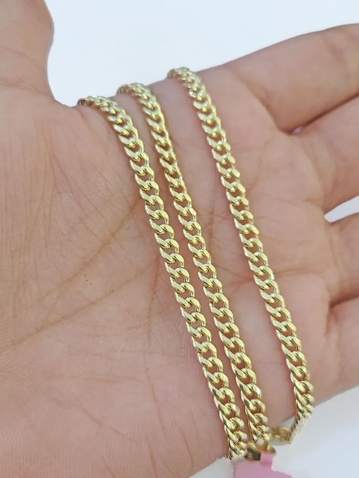 14k Gold Miami Cuban Link Chain Necklace 4mm 18 box Lock REAL 14kt Yellow Gold Gold and Diamond Necklaces