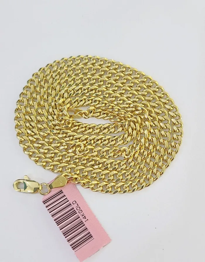 14k Gold Miami Cuban Link Chain Necklace 4mm 18 box Lock REAL 14kt Yellow Gold Gold and Diamond Necklaces