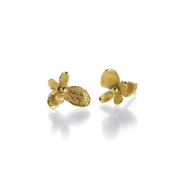18k Yellow Gold Baby Hydrangea Studs John Iversen PreStyled Sets