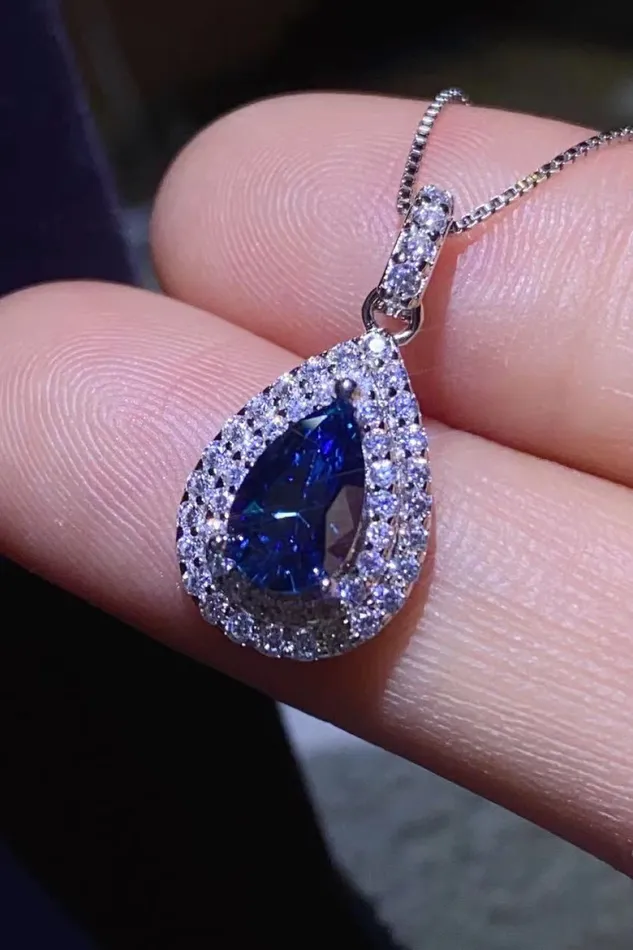 2 Carat Moissanite Teardrop Pendant Necklace Trendsi Necklaces