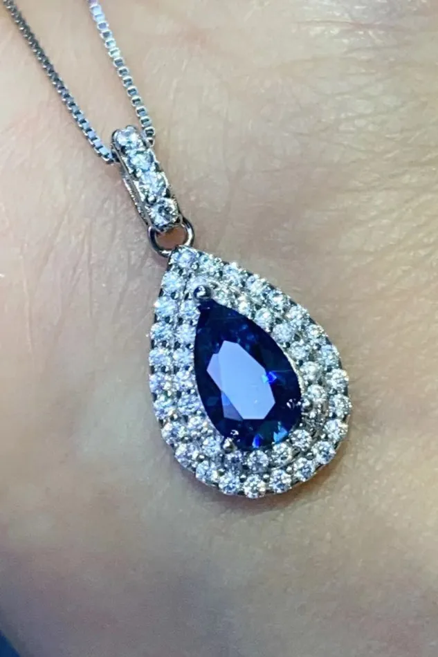 2 Carat Moissanite Teardrop Pendant Necklace Trendsi Necklaces