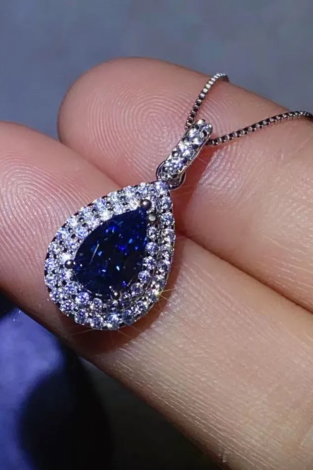 2 Carat Moissanite Teardrop Pendant Necklace Trendsi Necklaces