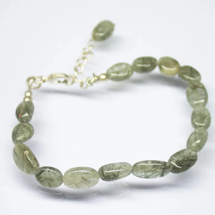 Beads Supplies USA Bracelets 12 inches 885mm Natural Moss Quartz Smooth Oval Beaded Bracelet Quartz Beads Beads Supplies USA Bracelets 12 inches 885mm Natural Moss Quartz Smooth Oval Beaded Bracelet Quartz Beads