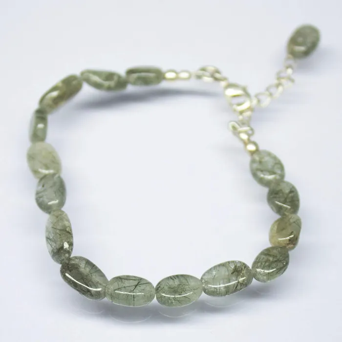 Beads Supplies USA Bracelets 12 inches 885mm Natural Moss Quartz Smooth Oval Beaded Bracelet Quartz Beads