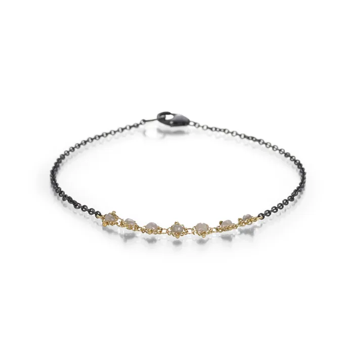 Bracelets Amali Textile Station Bracelet with Silver Diamonds