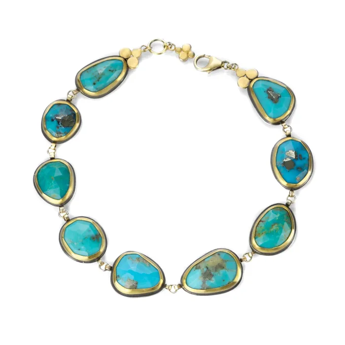Bracelets Freeform Turquoise Link Bracelet Ananda Khalsa