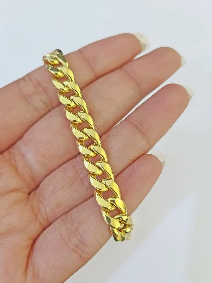 Bracelets globalwatches10 Real 10k Gold Miami Cuban link Bracelet 8mm 8 9 REAL 10kt Yellow Gold