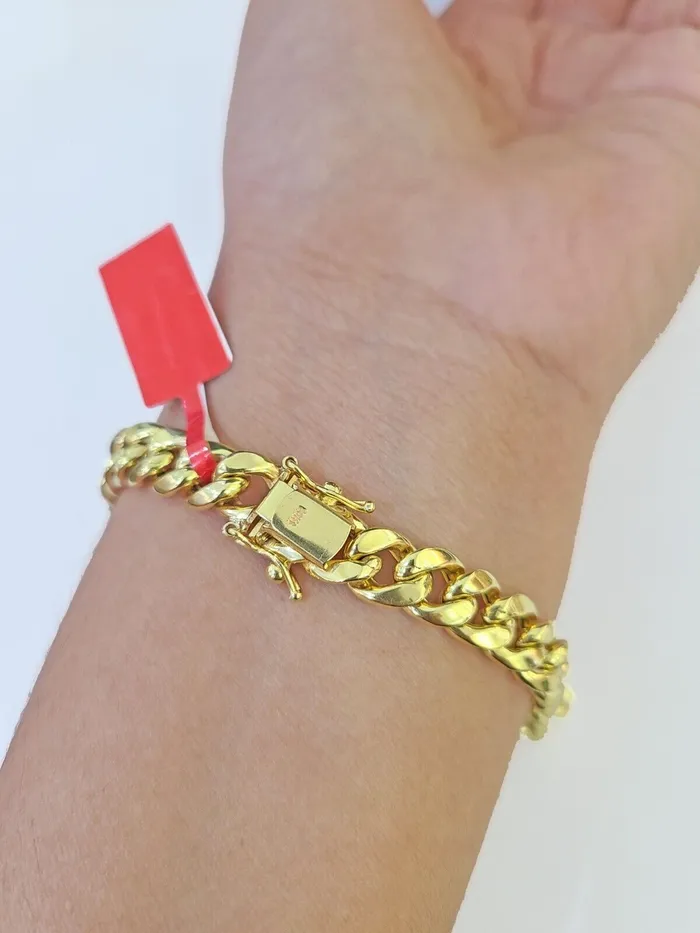 Bracelets globalwatches10 Real 10k Gold Miami Cuban link Bracelet 8mm 8 9 REAL 10kt Yellow Gold
