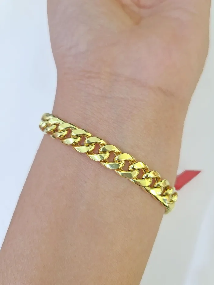 Bracelets globalwatches10 Real 10k Gold Miami Cuban link Bracelet 8mm 8 9 REAL 10kt Yellow Gold