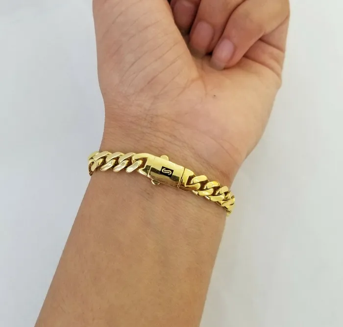 Bracelets Gold and Diamond 10k Yellow Gold Royal Monaco Link 8mm Bracelet Box Clasp 75 Bracelets Gold and Diamond 10k Yellow Gold Royal Monaco Link 8mm Bracelet Box Clasp 75