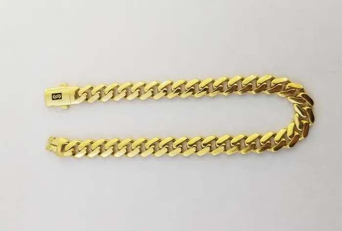Bracelets Gold and Diamond 10k Yellow Gold Royal Monaco Link 8mm Bracelet Box Clasp 75