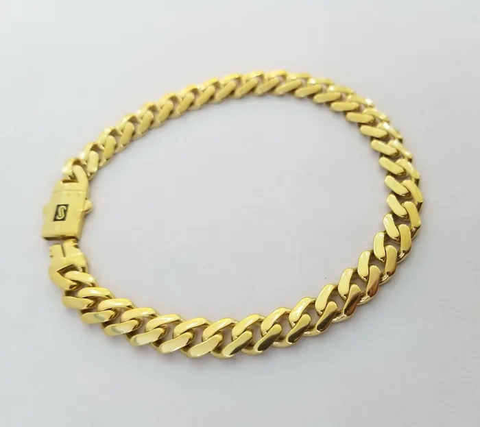 Bracelets Gold and Diamond 10k Yellow Gold Royal Monaco Link 8mm Bracelet Box Clasp 75