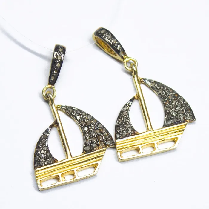 Charm Necklaces Beads Supplies USA 1pc Pave Diamond Sailing Boat Charm 925 Sterling Silver Gold Vermeil Charm Pendant 30mmx17mm Charm Necklaces Beads Supplies USA 1pc Pave Diamond Sailing Boat Charm 925 Sterling Silver Gold Vermeil Charm Pendant 30mmx17mm