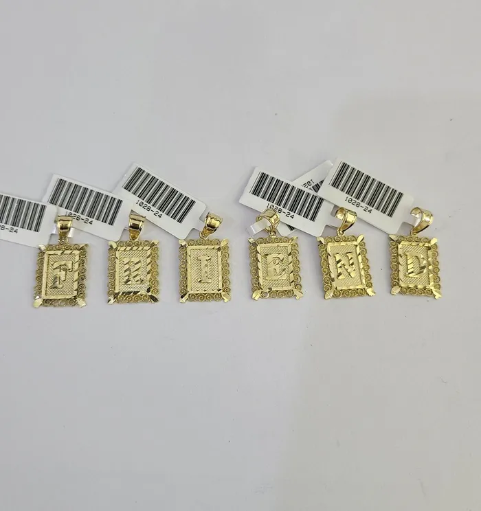 Charm Necklaces Globalwatches10 10k Initials Charm Pendant AZ Alphabets Men Women Real Yellow Gold Genuine