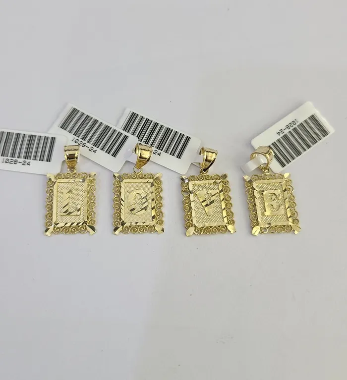 Charm Necklaces Globalwatches10 10k Initials Charm Pendant AZ Alphabets Men Women Real Yellow Gold Genuine