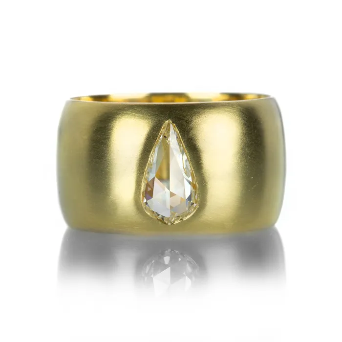 Diana Mitchell Pear Rose Cut Diamond Wide Band Rings