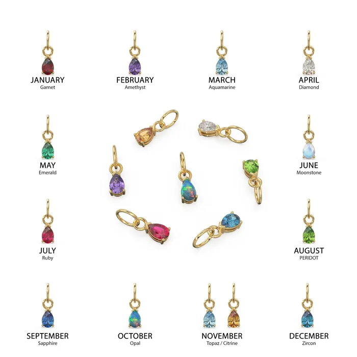 Earrings 6mm Gemstone 18k Yellow Solid Gold Birthstone Charm Pendant Diamond Bezel Hoop Earring Findings Garnet Emerald Amethyst Aquamarine Ruby Jalvi Co