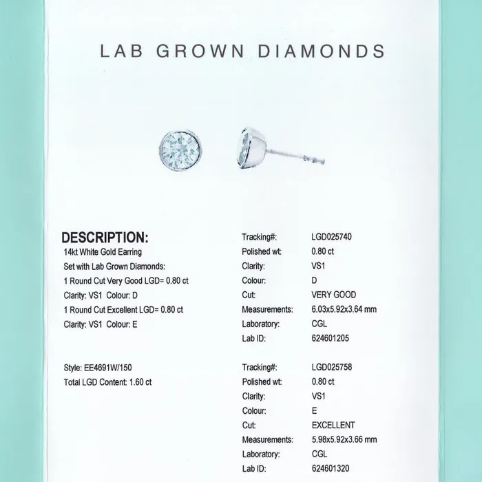 Earrings Diamond Evolution 14kt White Gold 160cttw LabCreated Diamond Stud Earrings