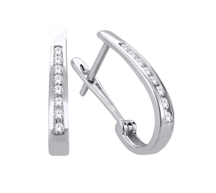 Earrings Independent Jewellers 10kt White Gold 100cttw Diamond Oval Hoop Earring