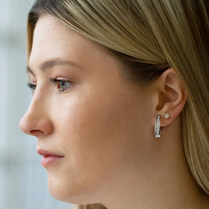 Earrings Independent Jewellers 10kt White Gold 100cttw Diamond Oval Hoop Earring Earrings Independent Jewellers 10kt White Gold 100cttw Diamond Oval Hoop Earring