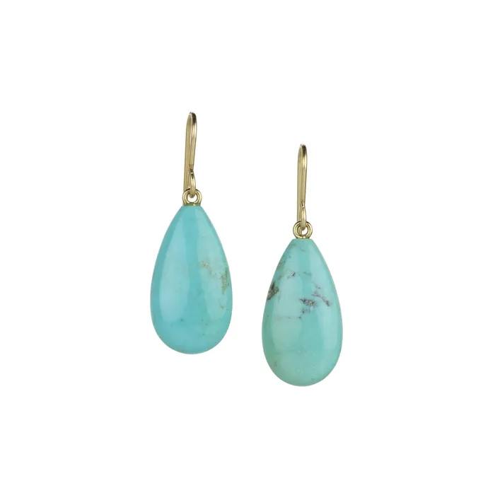 Earrings Maria Beaulieu Smooth Teardrop Turquoise Drop Earrings