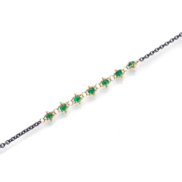 Emerald Textile Station Bracelet Amali Bracelets