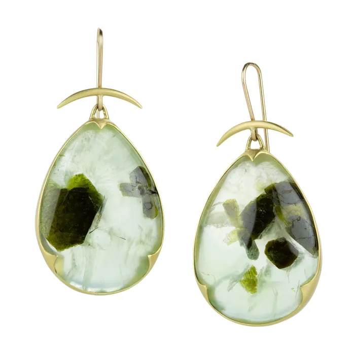 Gabriella Kiss Earrings Pear Shaped Prehnite Earrings