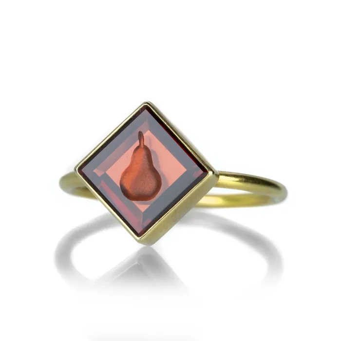 Gabriella Kiss Rings Pear Intaglio Garnet Ring