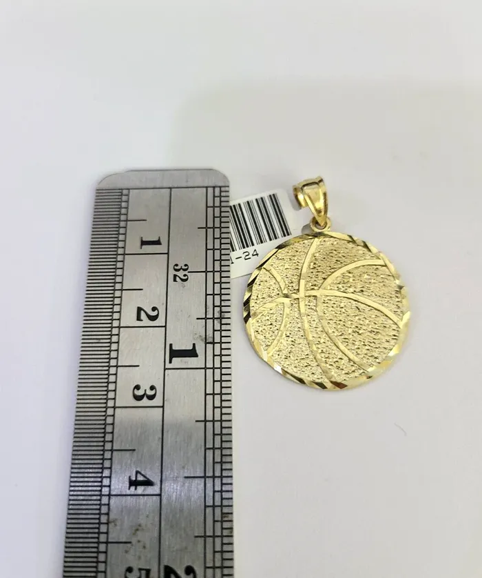 Gold and Diamond 10k Solid Gold Cuban Curb Chain Basket Ball Pendant 25mm 1826 SET Necklace Necklaces