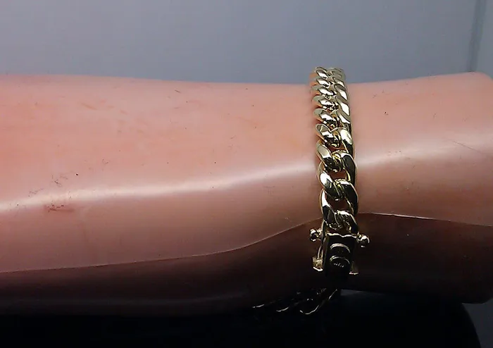 Gold and Diamond Bracelets Real 10K Men Yellow Gold 6mm Miami Cuban Bracelet box lock 9
