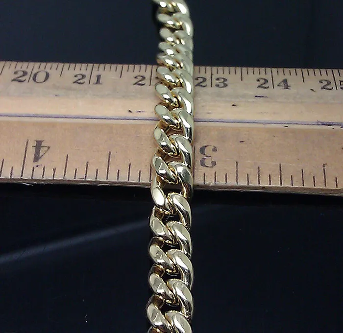 Gold and Diamond Bracelets Real 10K Men Yellow Gold 6mm Miami Cuban Bracelet box lock 9