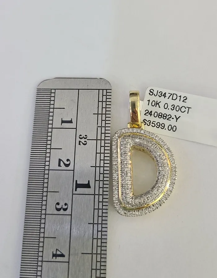 Gold and Diamond Necklaces 10k 3mm Rope Solid Chain D Diamond Pendant Alphabet 1828 Gold Charm Necklace