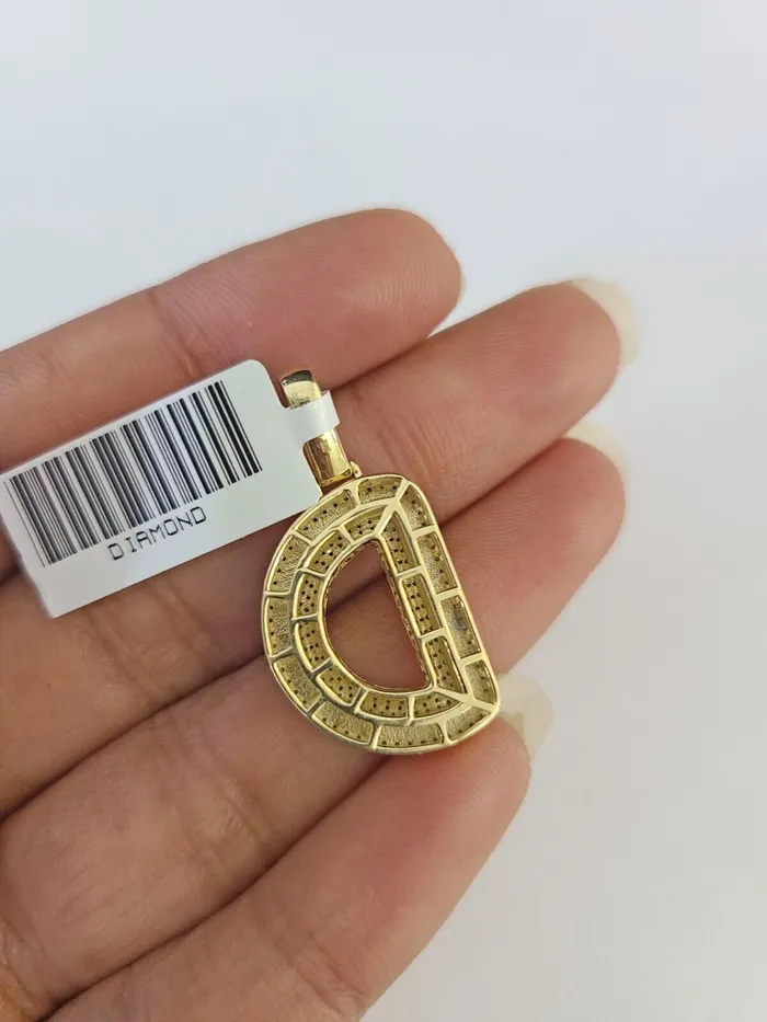 Gold and Diamond Necklaces 10k 3mm Rope Solid Chain D Diamond Pendant Alphabet 1828 Gold Charm Necklace