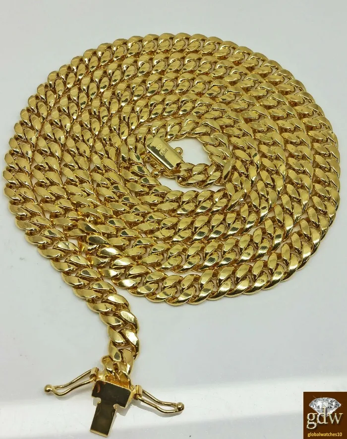 Gold and Diamond Necklaces 14k Gold Chain For Mens 71mm Miami Cuban Chain 22 inch Box Lock Real Gold