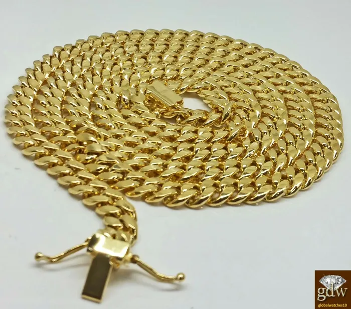 Gold and Diamond Necklaces 14k Gold Chain For Mens 71mm Miami Cuban Chain 22 inch Box Lock Real Gold
