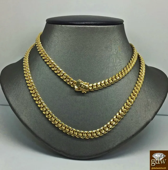 Gold and Diamond Necklaces 14k Gold Chain For Mens 71mm Miami Cuban Chain 22 inch Box Lock Real Gold