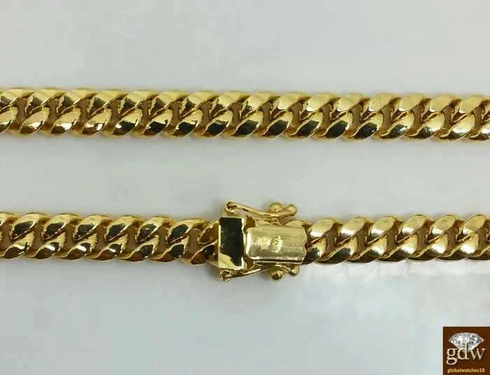 Gold and Diamond Necklaces 14k Gold Chain For Mens 71mm Miami Cuban Chain 22 inch Box Lock Real Gold