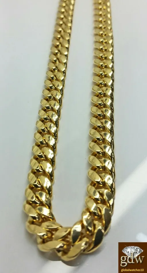 Gold and Diamond Necklaces 14k Gold Chain For Mens 71mm Miami Cuban Chain 22 inch Box Lock Real Gold