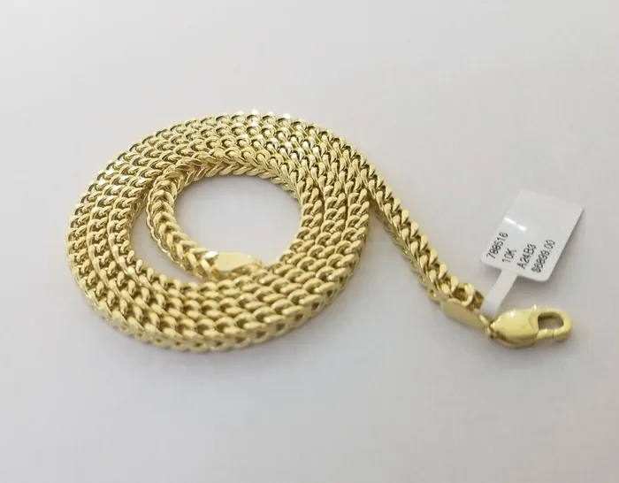 Gold and Diamond Necklaces Real 10k Gold Nugget Cross Pendant Franco Necklace 4mm 24 Chain Charm SET 10kt