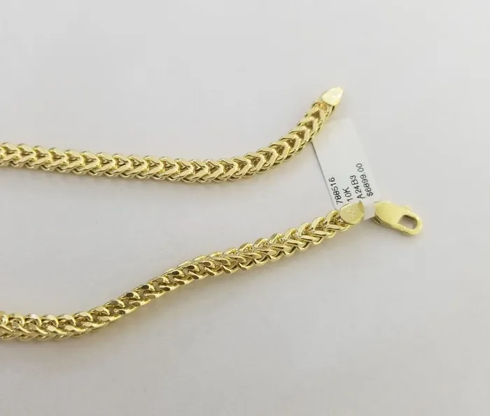 Gold and Diamond Necklaces Real 10k Gold Nugget Cross Pendant Franco Necklace 4mm 24 Chain Charm SET 10kt
