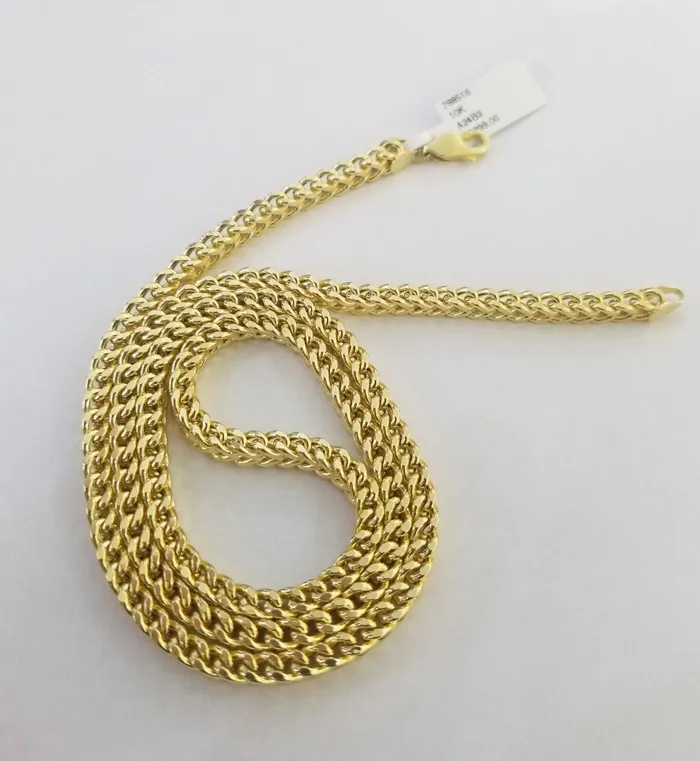 Gold and Diamond Necklaces Real 10k Gold Nugget Cross Pendant Franco Necklace 4mm 24 Chain Charm SET 10kt