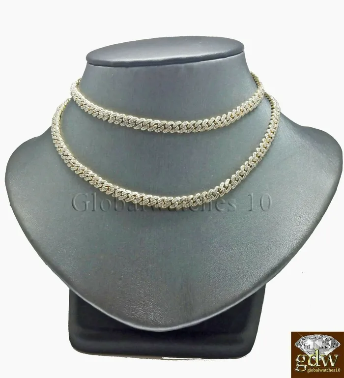 Gold and Diamond Real 10k Yellow Gold Diamond Cuban Link 18 Chain 433 CT Diamond Box Clasp PreStyled Sets Gold and Diamond Real 10k Yellow Gold Diamond Cuban Link 18 Chain 433 CT Diamond Box Clasp PreStyled Sets