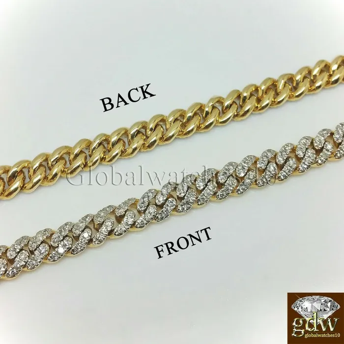 Gold and Diamond Real 10k Yellow Gold Diamond Cuban Link 18 Chain 433 CT Diamond Box Clasp PreStyled Sets