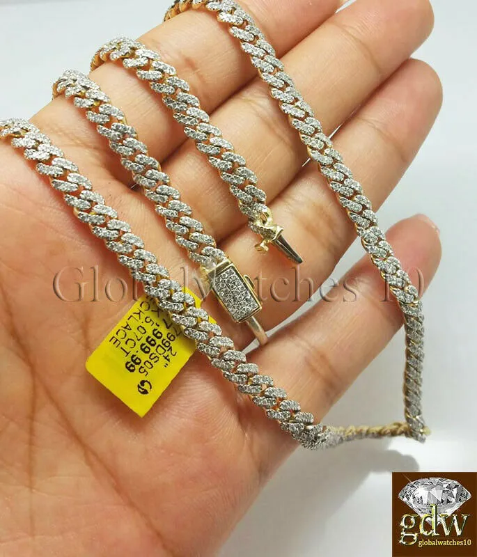 Gold and Diamond Real 10k Yellow Gold Diamond Cuban Link 18 Chain 433 CT Diamond Box Clasp PreStyled Sets
