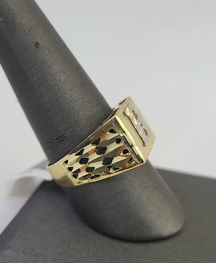 Gold and Diamond Rings Real 10k Initial B Casual Ring Alphabet Yellow Gold 10kt Genuine