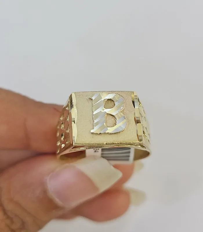 Gold and Diamond Rings Real 10k Initial B Casual Ring Alphabet Yellow Gold 10kt Genuine
