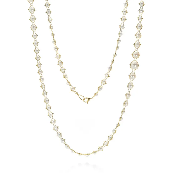 Graduated Pearl Textile Necklace Amali Necklaces