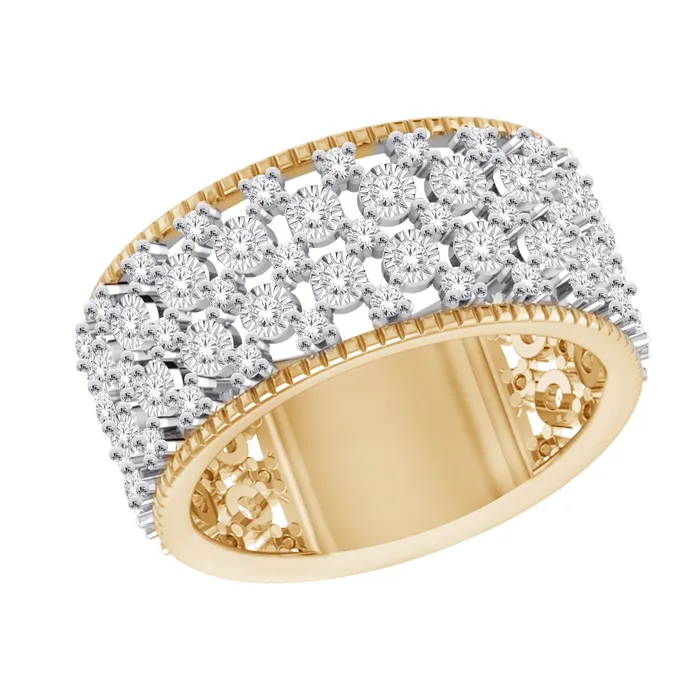 Independent Jewellers Rings 10kt TwoTone Gold 080cttw Diamond Wide Dinner Ring Independent Jewellers Rings 10kt TwoTone Gold 080cttw Diamond Wide Dinner Ring