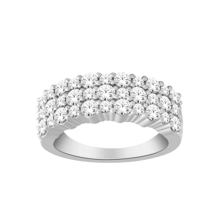 Independent Jewellers Rings 14kt White Gold 150cttw Diamond Three Row Dinner Ring Independent Jewellers Rings 14kt White Gold 150cttw Diamond Three Row Dinner Ring