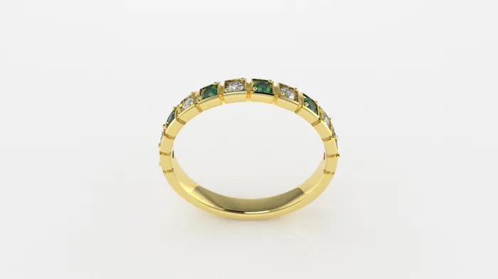 Jcm 21 jewelry Rings 14K Square Filigree Ring with 6 Esmeralds and 6 Diamonds STT 2Prong Jcm 21 jewelry Rings 14K Square Filigree Ring with 6 Esmeralds and 6 Diamonds STT 2Prong
